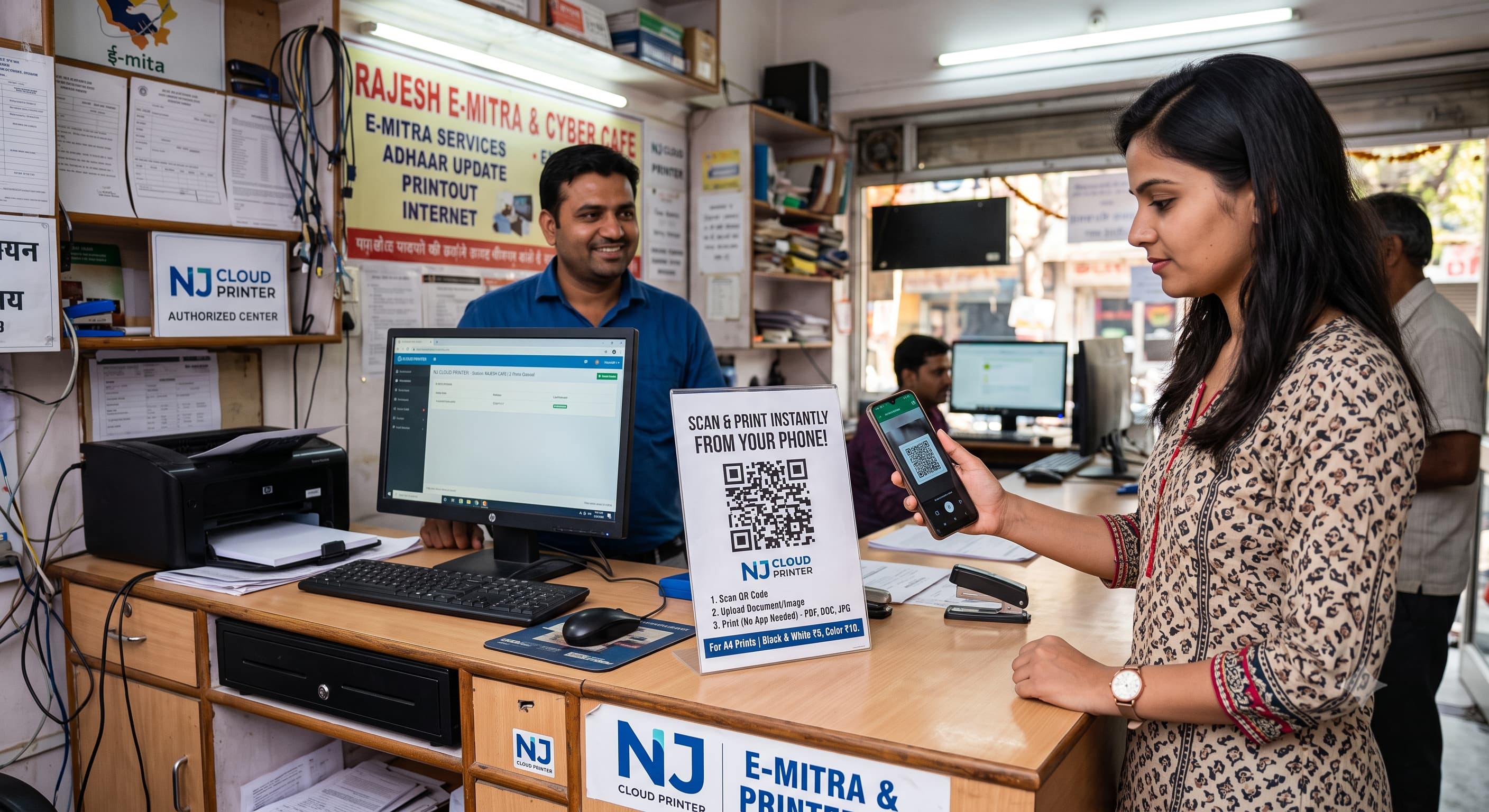 How to Set Up a Wireless QR Code Printing Station for E-Mitra & Cyber Cafes